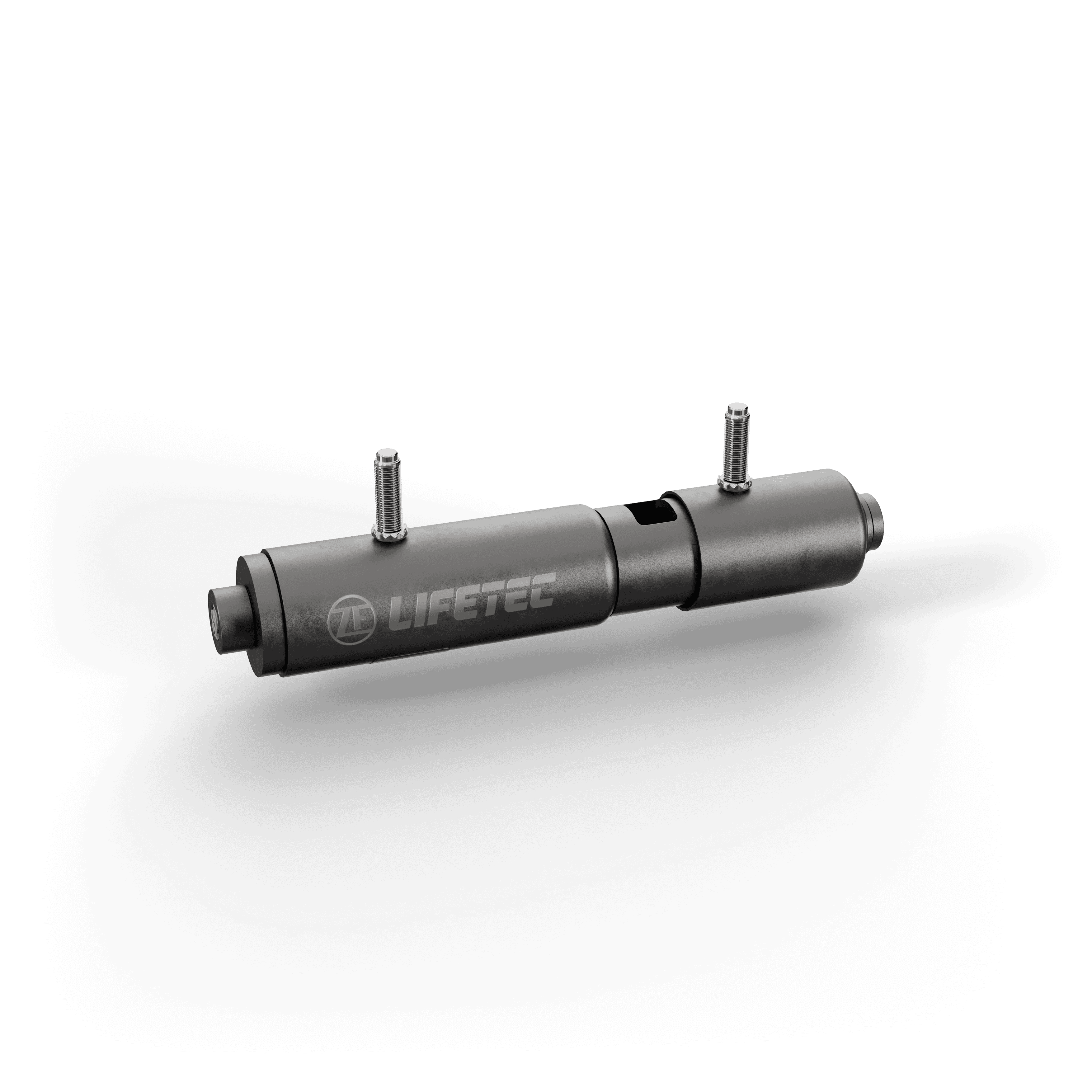 Cylindrical metal component with two bolts