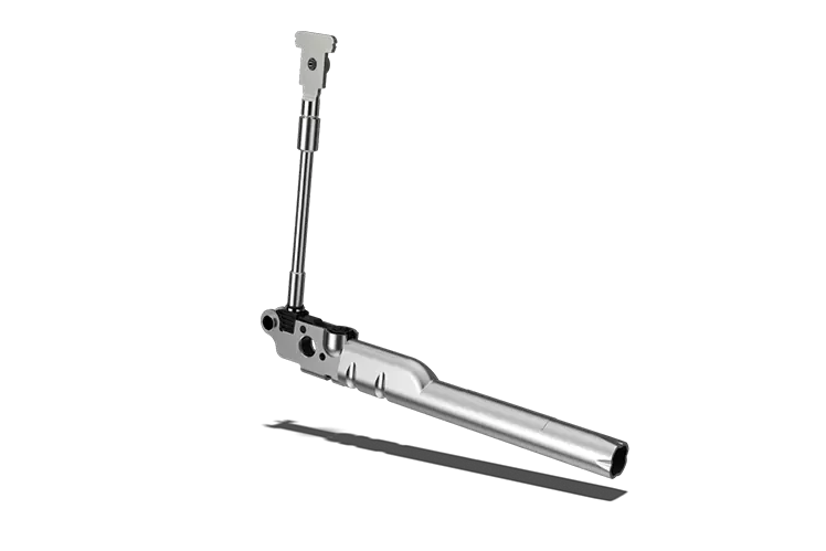 Vehicle safety component, metal mechanism with hinge and rod