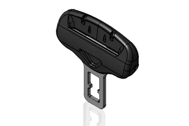 Black car safety belt buckle with latch