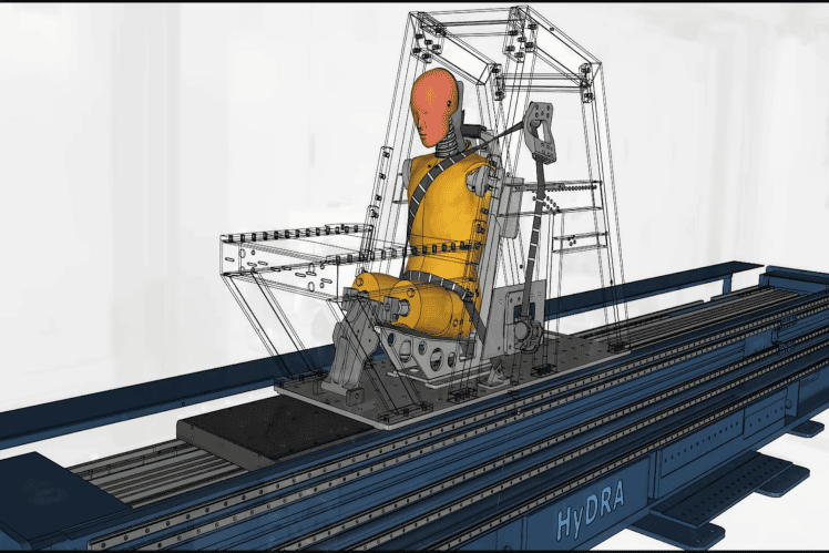 Crash test dummy in airbag deployment test