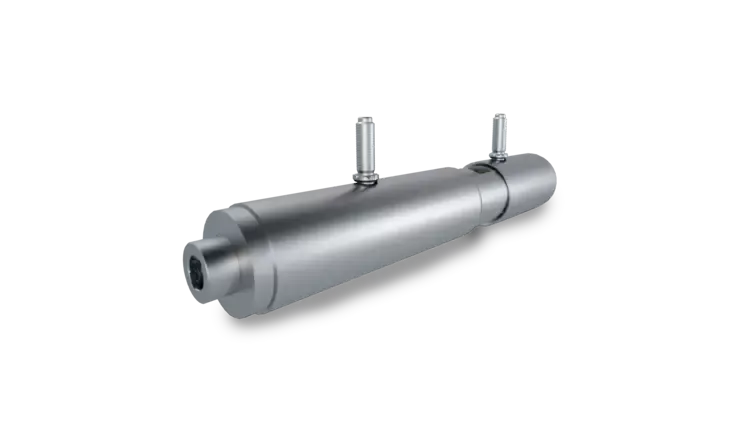 Cylindrical metal component with two bolts